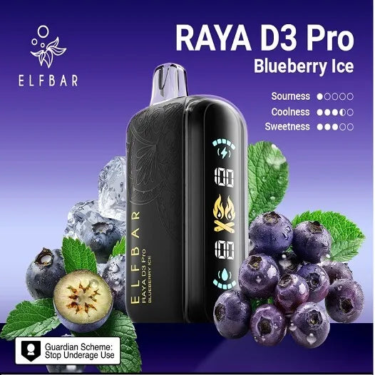 Elf Bar Raya D3 Pro 30K Blueberry Ice Disposable Vape – 30000 Puffs Rechargeable | Buy Online Mumbai