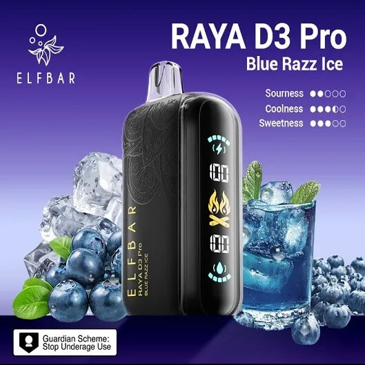 Elf Bar Raya D3 Pro 30K Blue Razz Ice Disposable Vape – 30000 Puffs Rechargeable | Buy Online Mumbai