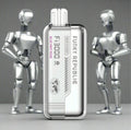Funky Republic perfume bottle with robot figures on a gray background