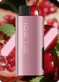 Pink vape device with cherry and pomegranate background