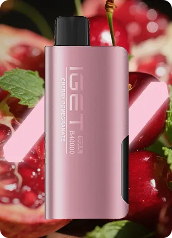 Pink vape device with cherry and pomegranate background