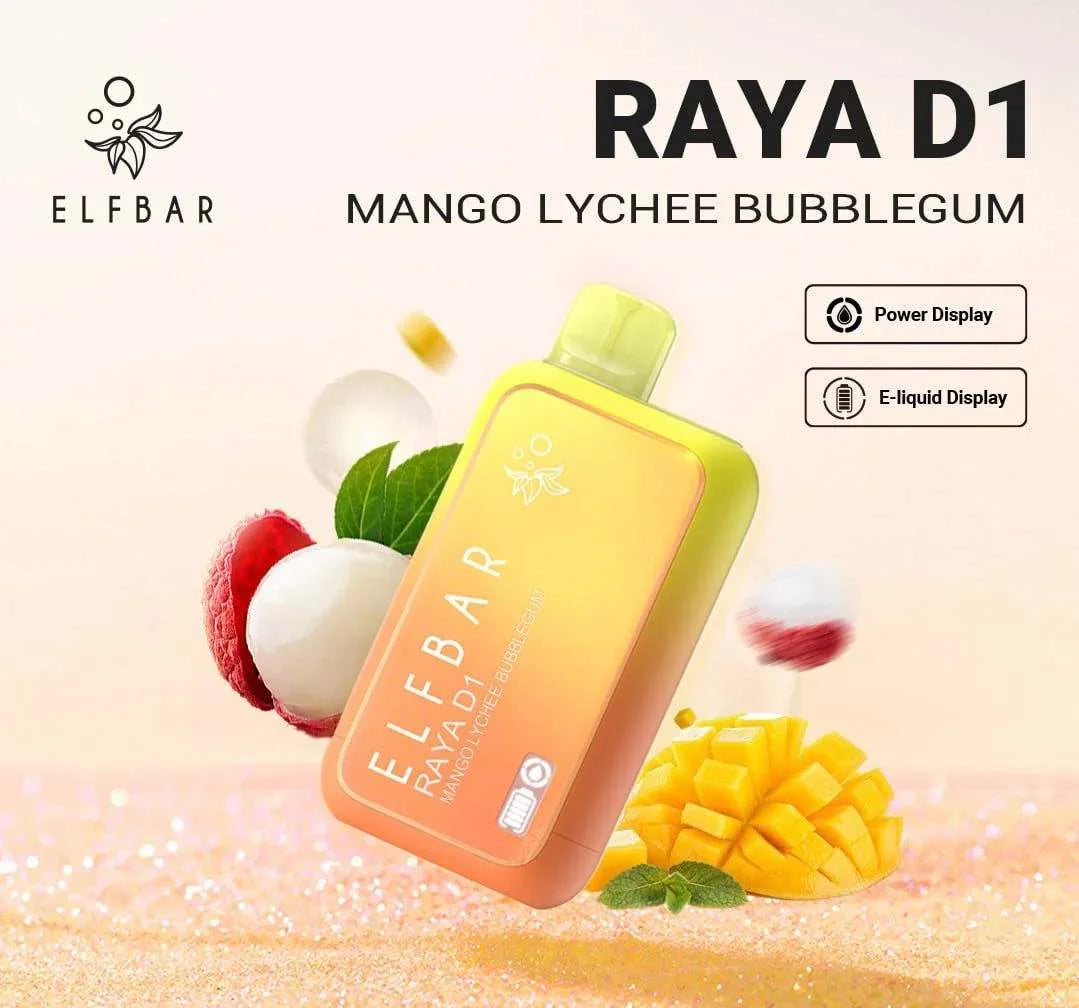 Elfbar Raya D1 Mango Lychee Bubblegum 13000 Puffs Online in Mumbai | Same Day Delivery